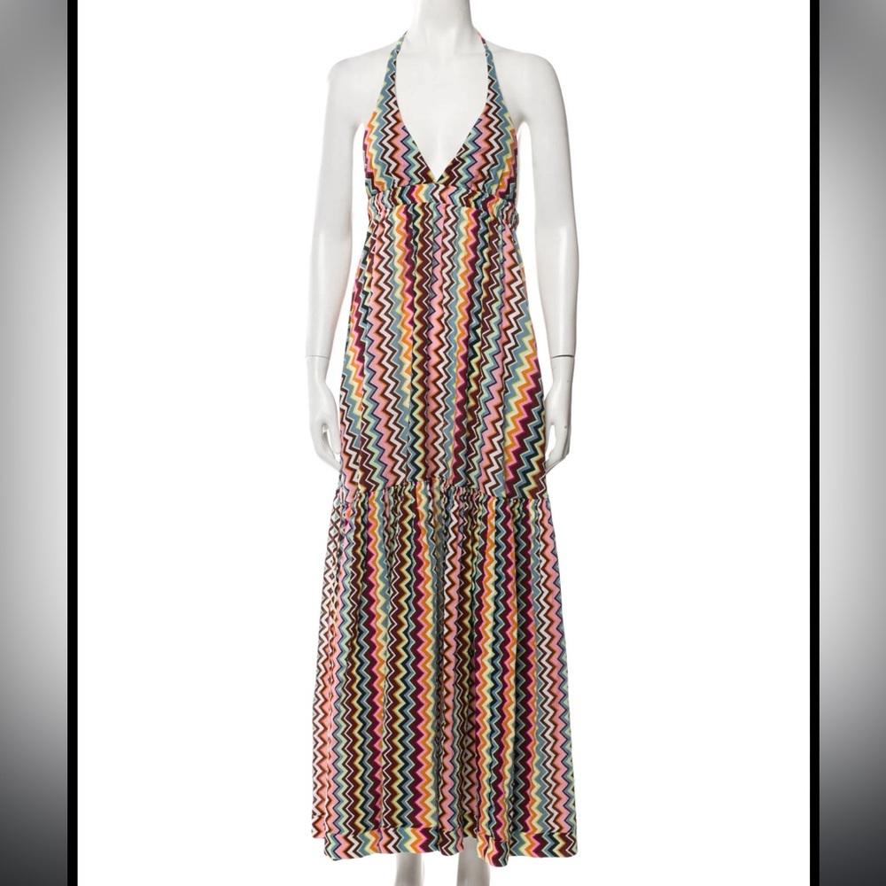 M Missoni striped long maxi halterneck dress women’s small
